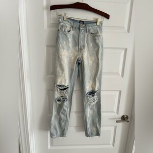 BDG Slim Straight Ripped Bleach Jeans Light Blue Size 24
